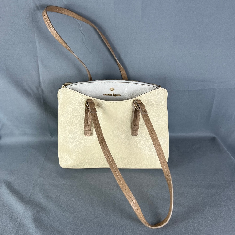 Nanette Lepore Women's Handbag Cream Pebbled Leather Inner Pockets Shoulder Bag